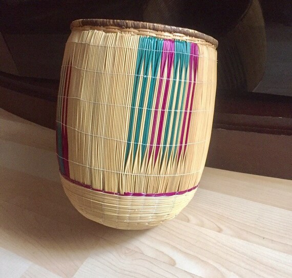 Vintage Rattan Hanging Planter Basket. Etsy