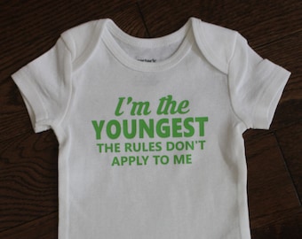 T-shirt Humour "I'M THE YOUNGEST CHILD" - Les Règles Ne S'appliquent Pas à Moi - Noir - Coton - Unisexe