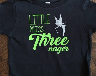 Little Miss Threenager Shirt (Third Birthday Shirt)