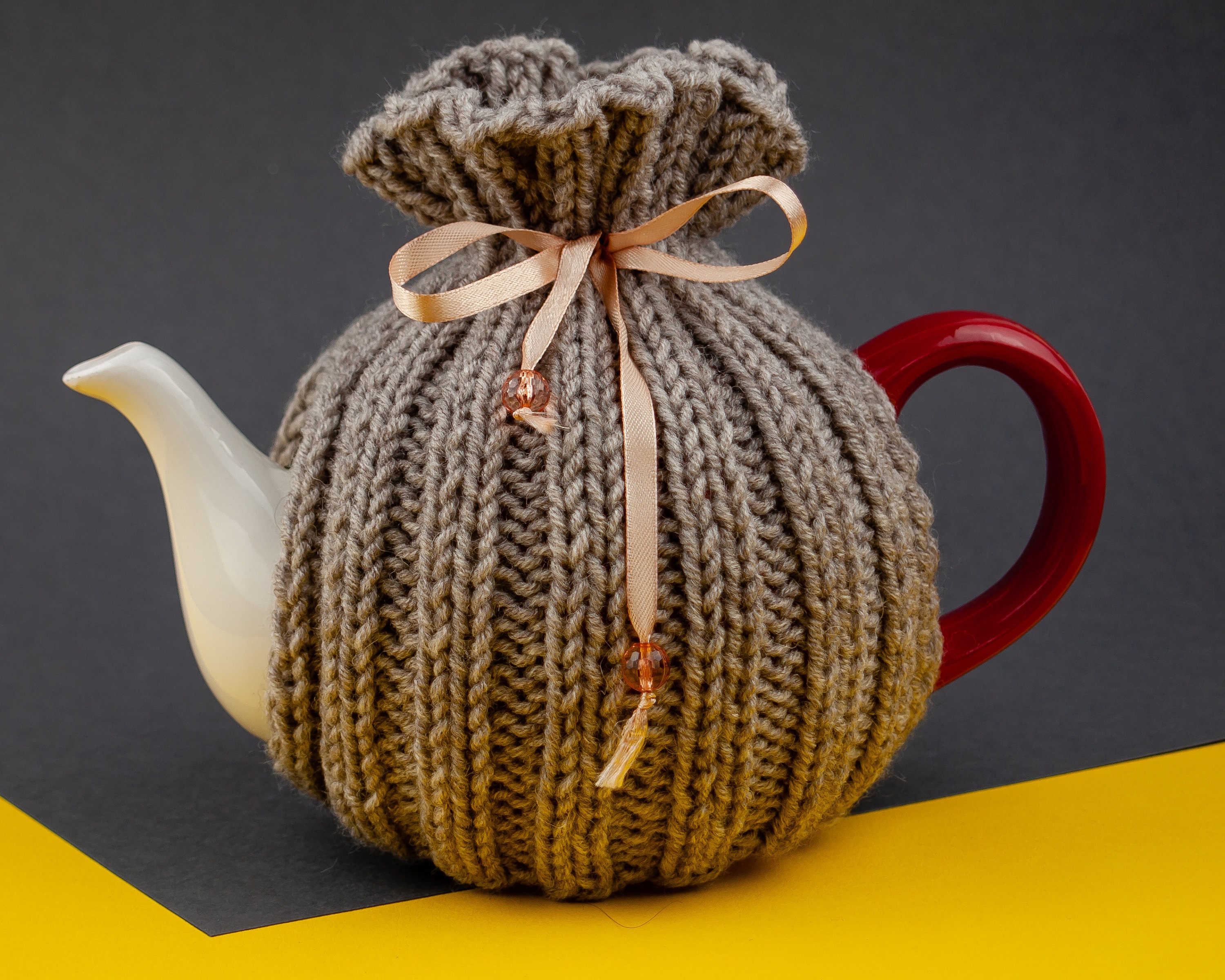 Tea cozy wool for 6 cup teapot. Small tea cosy knit. Etsy