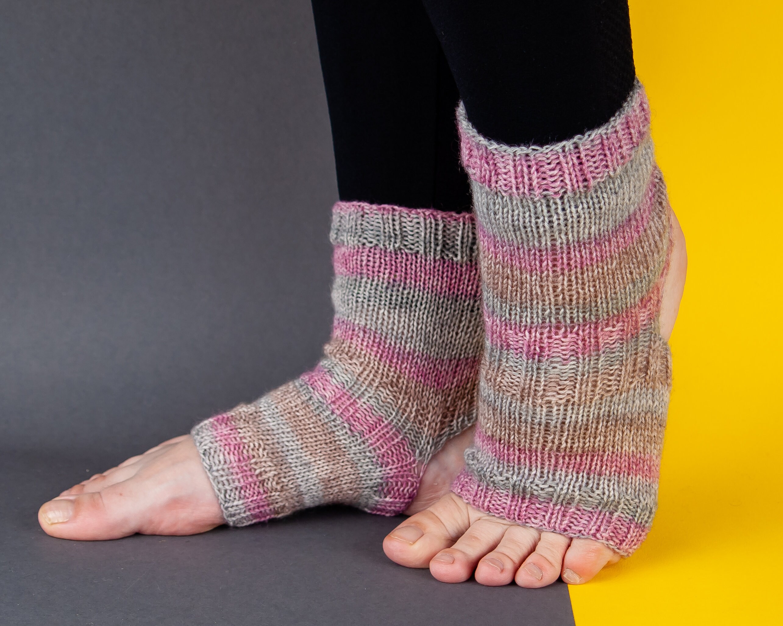 Wool yoga socks knit. Striped toeless flip flop socks for Etsy