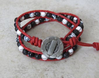 Red and Black 2-wrap Bracelet