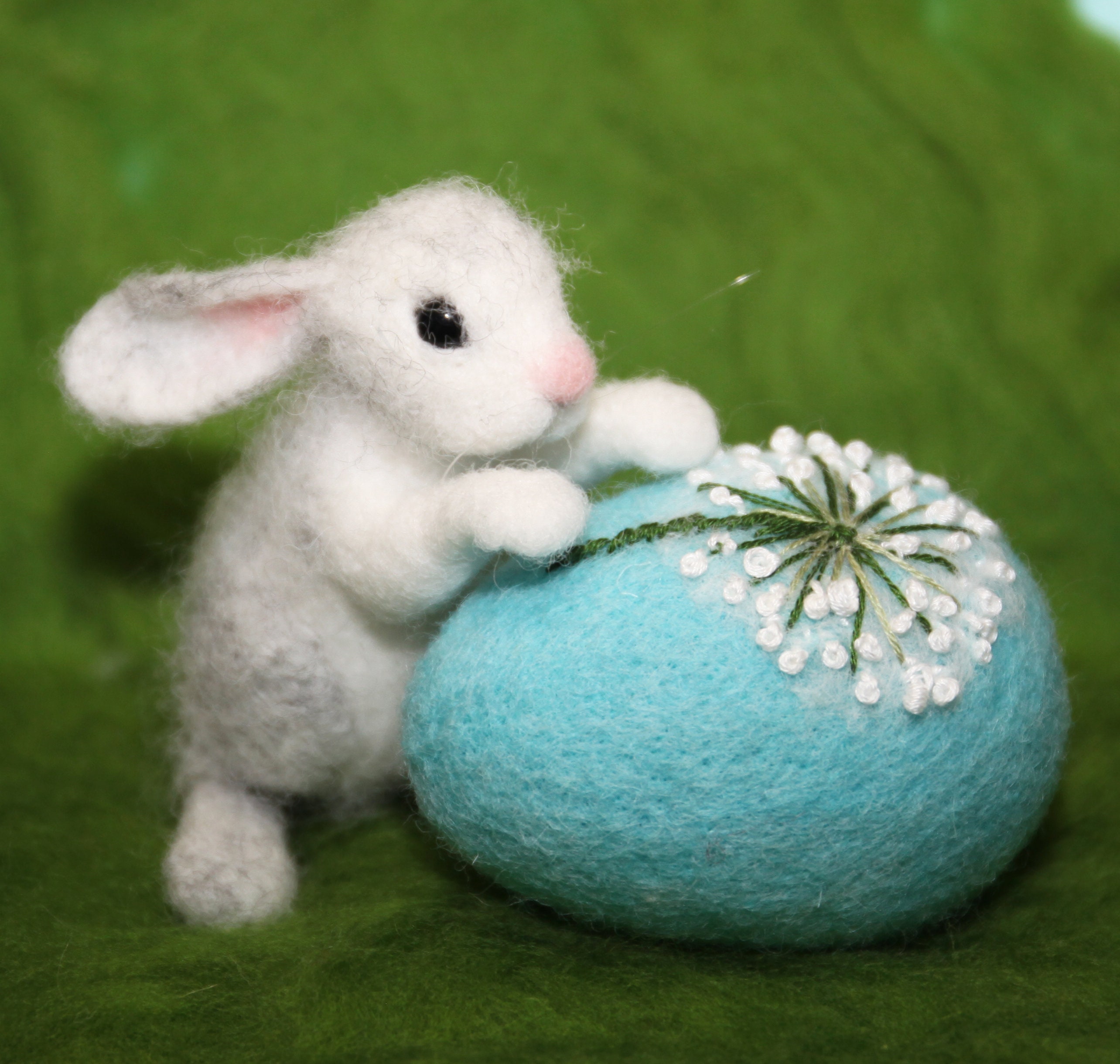 Needle Felted / Miniature Sculpture /hare With Egg / Rabbit/ Bunny/ Egg ...