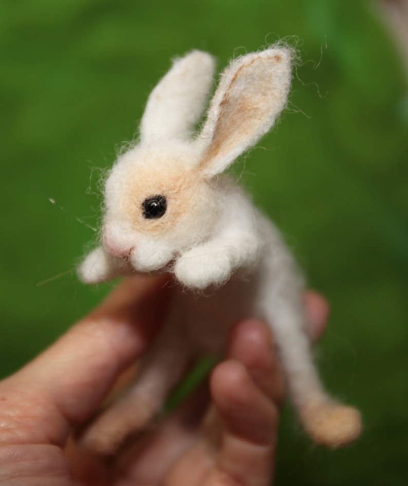 Needle Felted miniature sculpture hare bunny on egg rabbit Easter handmade gift