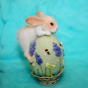 Needle Felted/ Miniature/ bunny/ Easter egg/ rabbit/ hare/ handmade gift