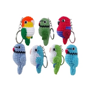 Caique Parrot Keychain/ Indian Ringneck Bird Crochet / Eclectus Parrot Gift for Bird Mom / Lorikeet Bird Accessory /Bird Keychain for Kids
