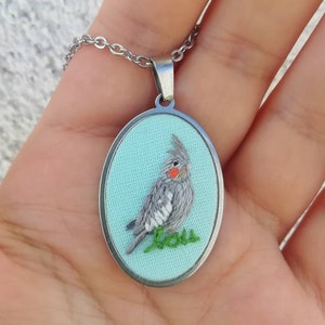 Custom Bird Pendant Necklace Parrot Jewelry Pet Loss Portrait Personalized Bird Mom Gift Budgie Cockatiel İGalah Ringneck Parakeet image 10