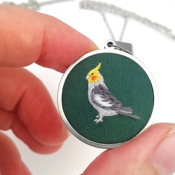 Cockatiel Necklace, Cockatoo Gift Pendant, Wild Bird Jewelry, Pet Loss Gift Mom, Personalized Bird Photo Portrait, Custom Cockatiel Pendant