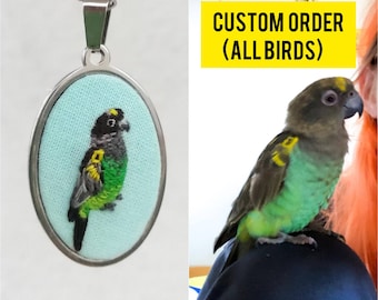 Custom Bird Pendant Necklace - Parrot Jewelry - Pet Loss Portrait -Personalized Bird Mom Gift -Budgie -Cockatiel -İGalah -Ringneck -Parakeet