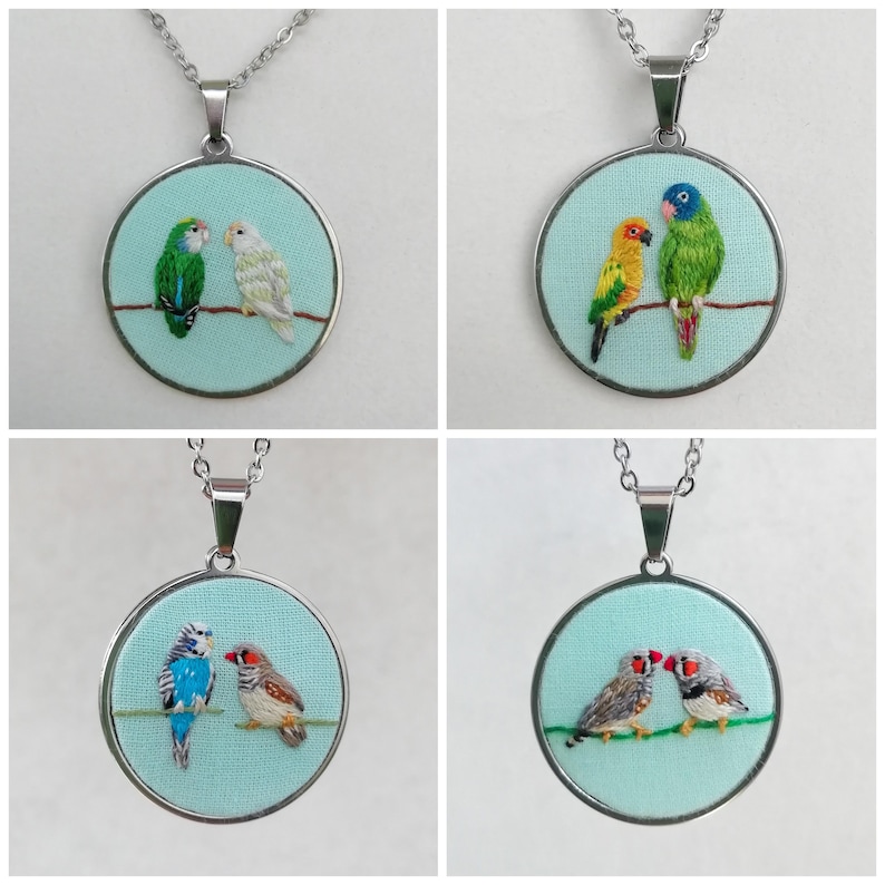 Custom Bird Pendant Necklace Parrot Jewelry Pet Loss Portrait Personalized Bird Mom Gift Budgie Cockatiel İGalah Ringneck Parakeet image 3