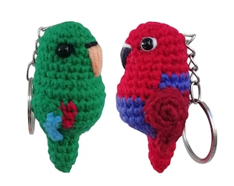 Gehaakte Eclectus Parrot-sleutelhanger, cadeaus vogelliefhebber