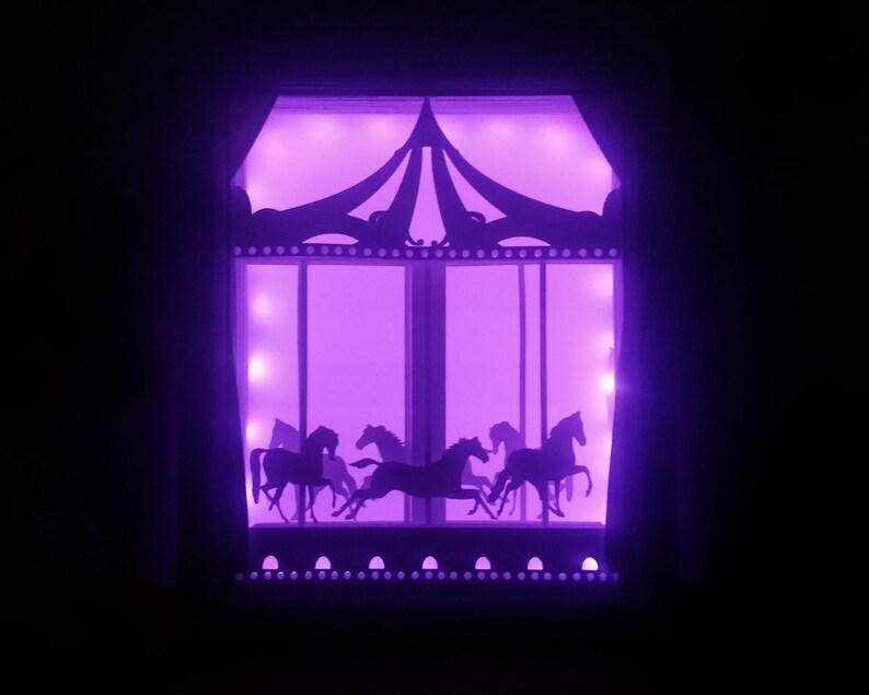 Papercut Light Box Carousel Party Wall Art Paper Diorama Night Carnival Decor Kid Room