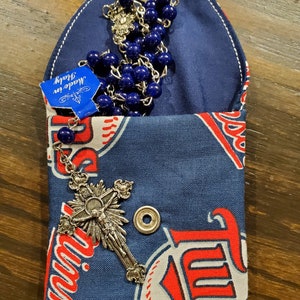 Rosary / Coin Fabric Purse with Metal Snap Closure - Minnesota Twins with a Solid Navy Blue Interior