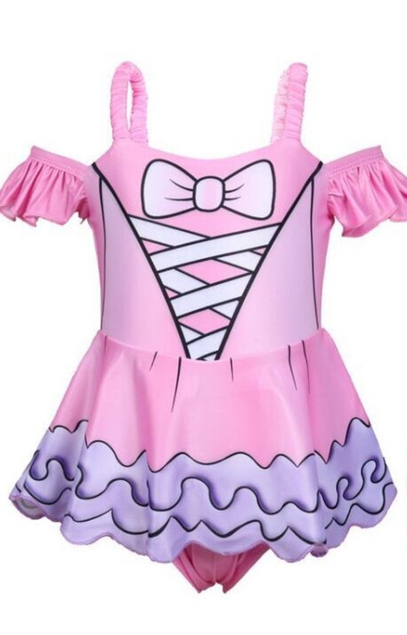 Disney Princess Tankini Bikini Swimming Costume Dark Pink Age 2-7
