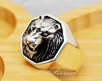 Lion ring, Turkish Handmade Sterling Silver Ring, Animal Wrap Ring, Lion Ring, Animal Ring, Silver Lion Ring, 925K Sterling Silver