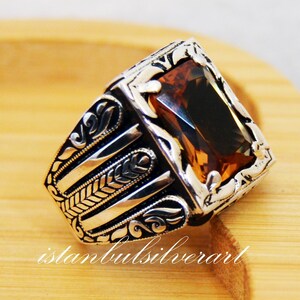 Mens Handmade Ring, Turkish Handmade Silver Men Ring, Ottoman Mens Ring, Alexadrite Ring, Men Ring, Gift for Him, 925k Sterling Silver Ring