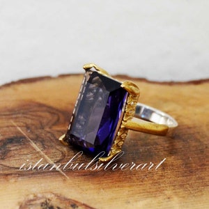 Handgemachter Ring Frauen, Türkisch Handgemachter Silber Damenring, Ottoman Ring, Amethyst Stein Ring, Damenring, 925k Sterling Silber Ring