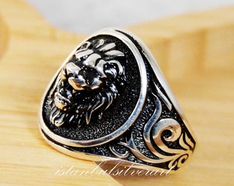 Bague lion, bague turque en argent sterling faite main, bague animal, bague lion, bague animal, bague lion en argent, argent sterling 925 carats