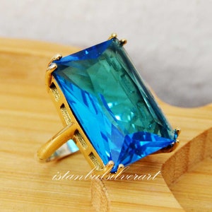Handmade Ring Women, Turkish Handmade Silver Ladies Ring, Ottoman Ring, Aquamarine Stone Ring, Ladies Ring, 925k Sterling Silver Ring