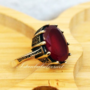 Handmade Ring Women, Turkish Handmade Silver Ladies Ring, Ottoman Ring, Ruby Topaz Ring, Ladies Ring, 925k Sterling Silver Ring