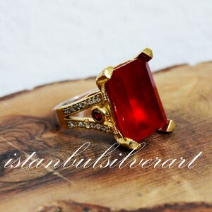 Handgemachter Rubin-Topas-Ring: Ottomaner 925 Sterling Silber Damenring