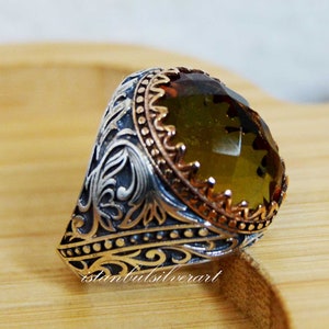 Mens Handmade Ring, Turkish Handmade Silver Men Ring, Ottoman Mens Ring, Alexadrite Ring, Men Ring, Gift for Him, 925k Sterling Silver Ring