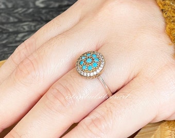 Handmade Ring Women, Turkish Handmade Silver Ladies Ring, Ottoman Ring, Turquoise Topaz Ring, Cz Stone, 925k Sterling Silver Ring