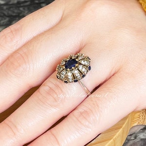 Handmade Ring Women, Turkish Handmade Silver Ladies Ring, Ottoman Ring, Sapphire Topaz Ring, Cz Stone, 925k Sterling Silver Ring