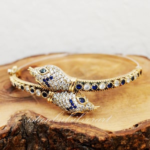 Handmade 925 Silver Snake Bangle: Sapphire Topaz Ottoman Bracelet