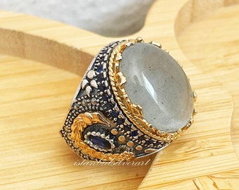 Bague Ancienne En Argent 925 Avec Agate Yémeni (aqeeq) Pour Homme - Taille 10 - Occasion Très Bon état