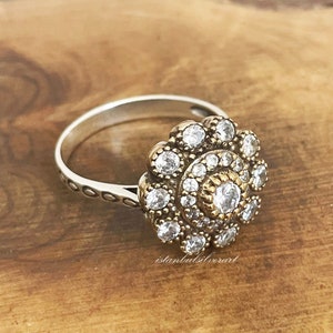 Handmade Ring Women, Turkish Handmade, Glittering Stone, Silver Ladies Ring, Ottoman Ring, Ladies Ring, 925k Sterling Silver Ring