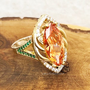 Handmade Ring Women, Turkish Handmade Silver Ladies Ring, Ottoman Ring, Champagne Topaz Stone Ring, Ladies Ring, 925k Sterling Silver Ring