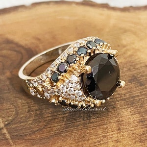 Handmade Ring Women, Turkish Handmade Silver Ladies Ring, Ottoman Ring, Onyx Topaz Stone Ring, Ladies Ring, 925k Sterling Silver Ring