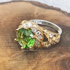 Handmade Ring Women, Turkish Handmade Silver Ladies Ring, Ottoman Ring, Peridot Stone Ring, Ladies Ring, 925k Sterling Silver Ring