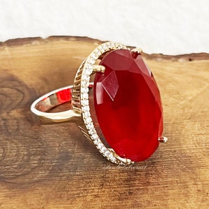 Handgemachter Rubin-Topas-Ring: Ottomaner 925 Sterling Silber Damenring