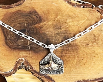 Handmade Sterling Silver Eagle Necklace: Animal Bird Pendant
