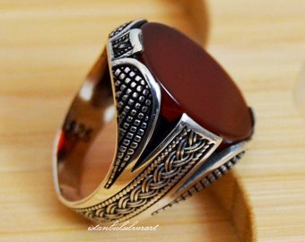 Details about / Handmade Turkish 925 Sterling Silver Authentic Natural Agate Men/'s S RING #B4