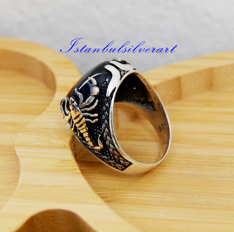 Oxidized Scorpion Biker Ring - Sterling Silver Animal Band Ring, Sizes 4-11 - View #6