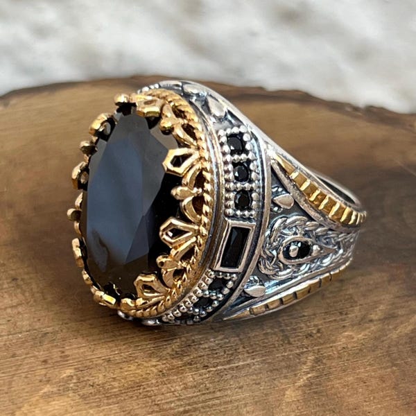 Handmade Ottoman Onyx Ring: 925 Sterling Silver Turkish Design