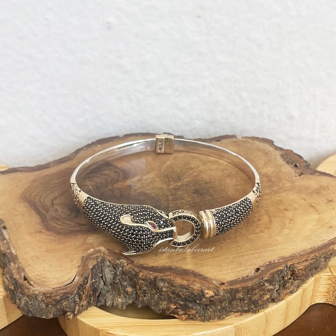 Turkish Handmade 925 Silver Bracelet, Cat, Women Vintage