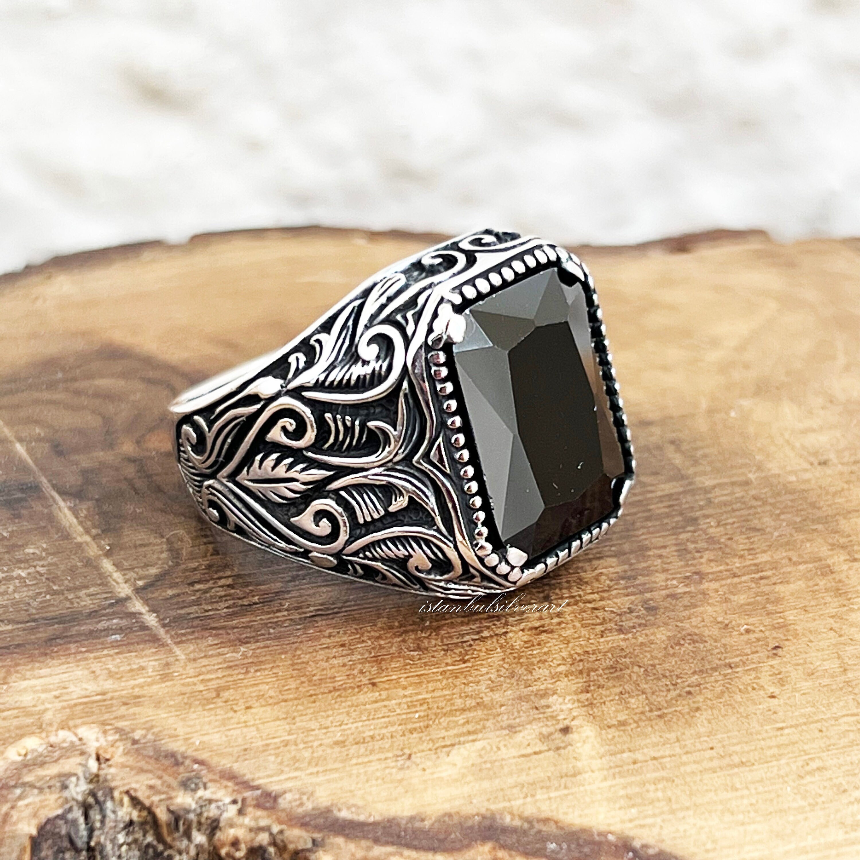 Handmade Ottoman Onyx Mens Ring: 925 Sterling Silver - Etsy