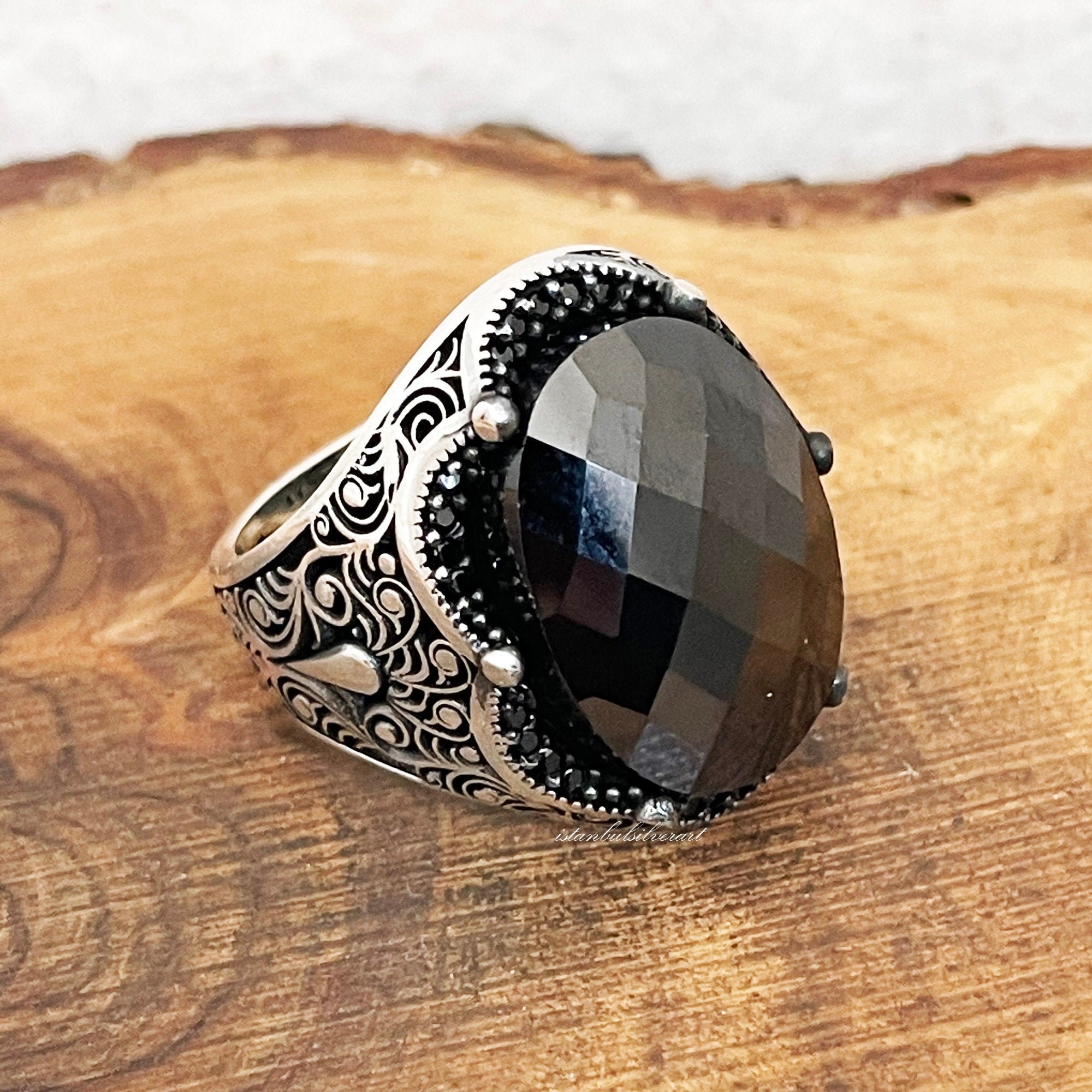 Handmade Ottoman Onyx Mens Ring: 925 Sterling Silver - Etsy