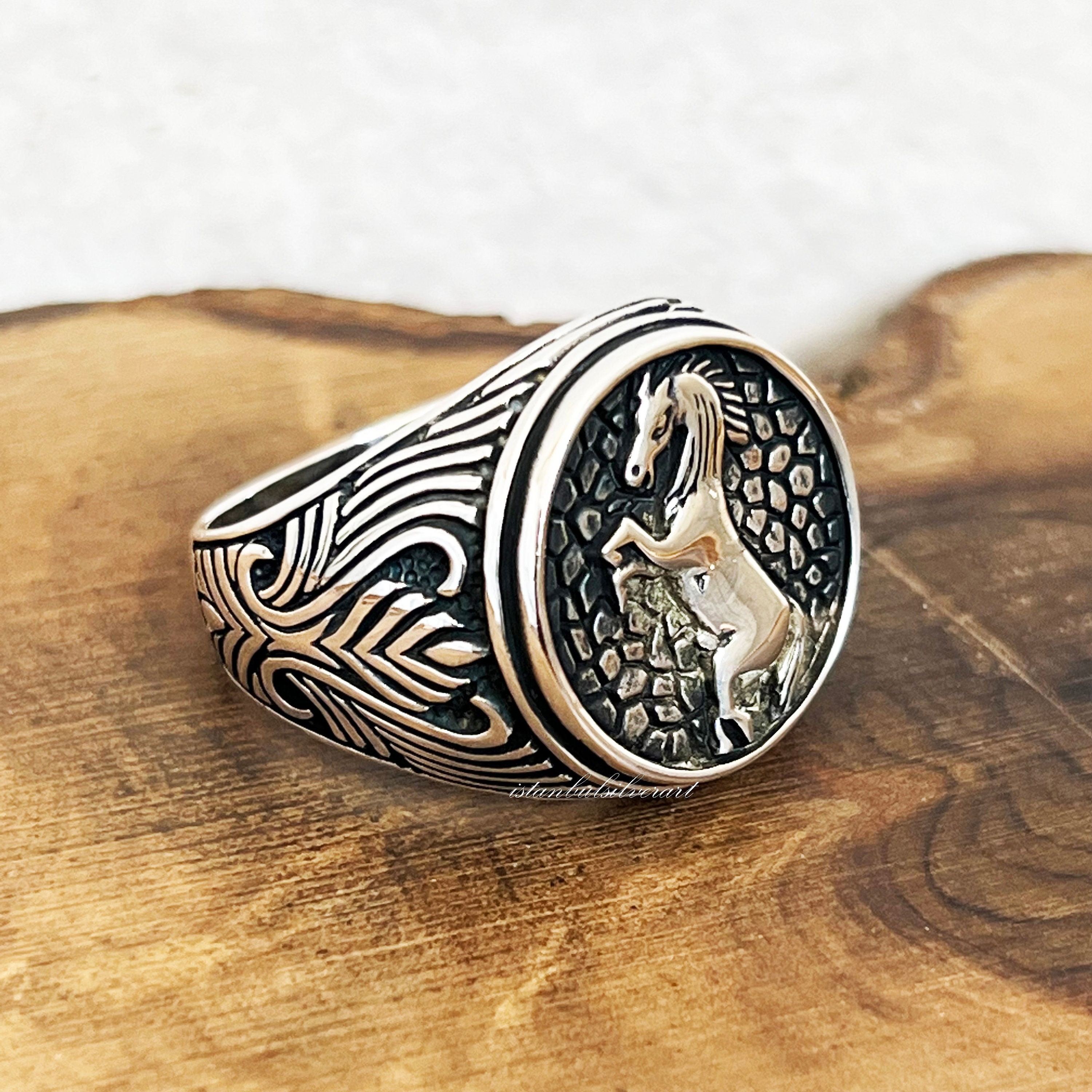 Handmade Sterling Silver Horse Ring: 925K Animal Wrap Ring - Etsy