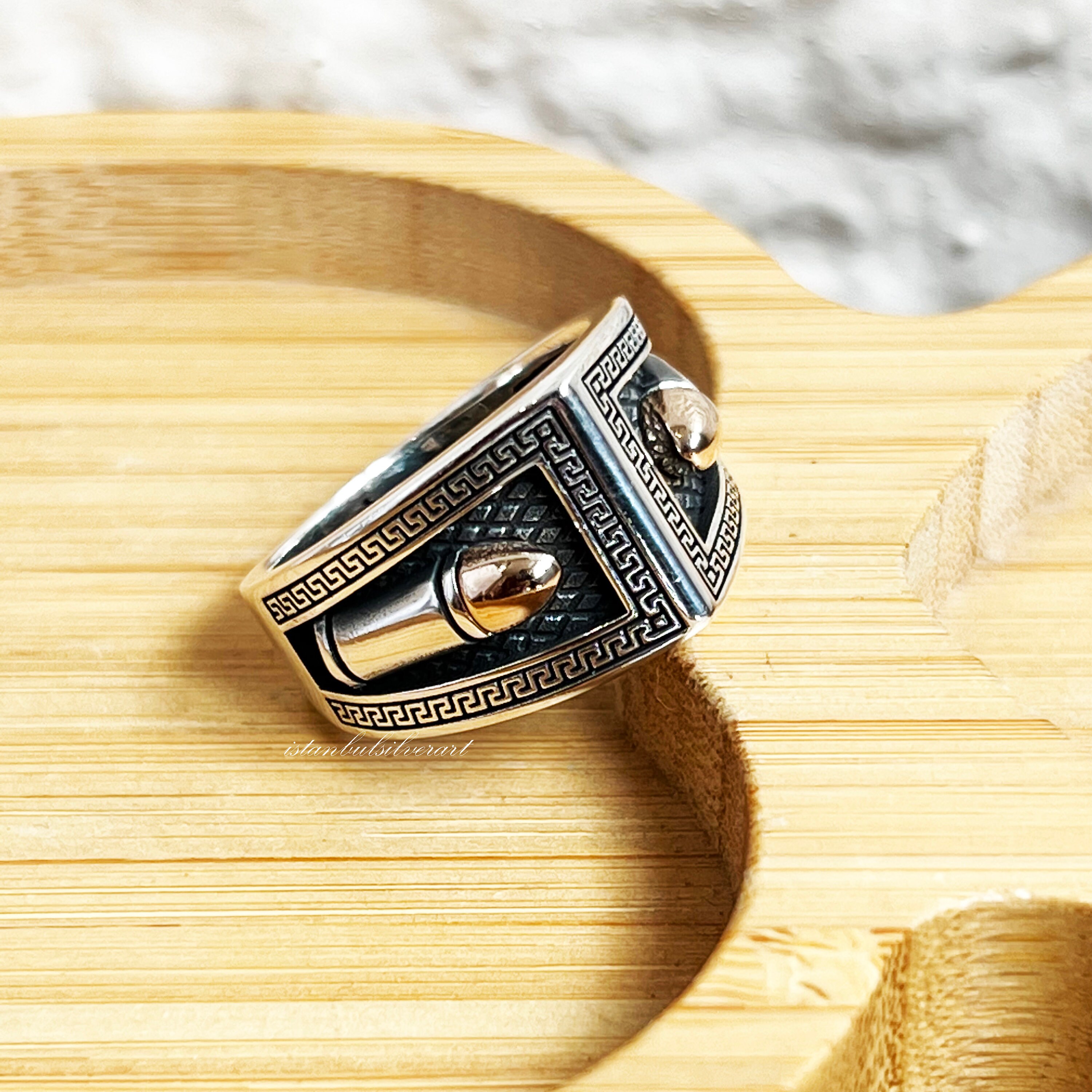 Handmade 925 Sterling Silver Bullet Ring, Ottoman Mens Ring - Etsy