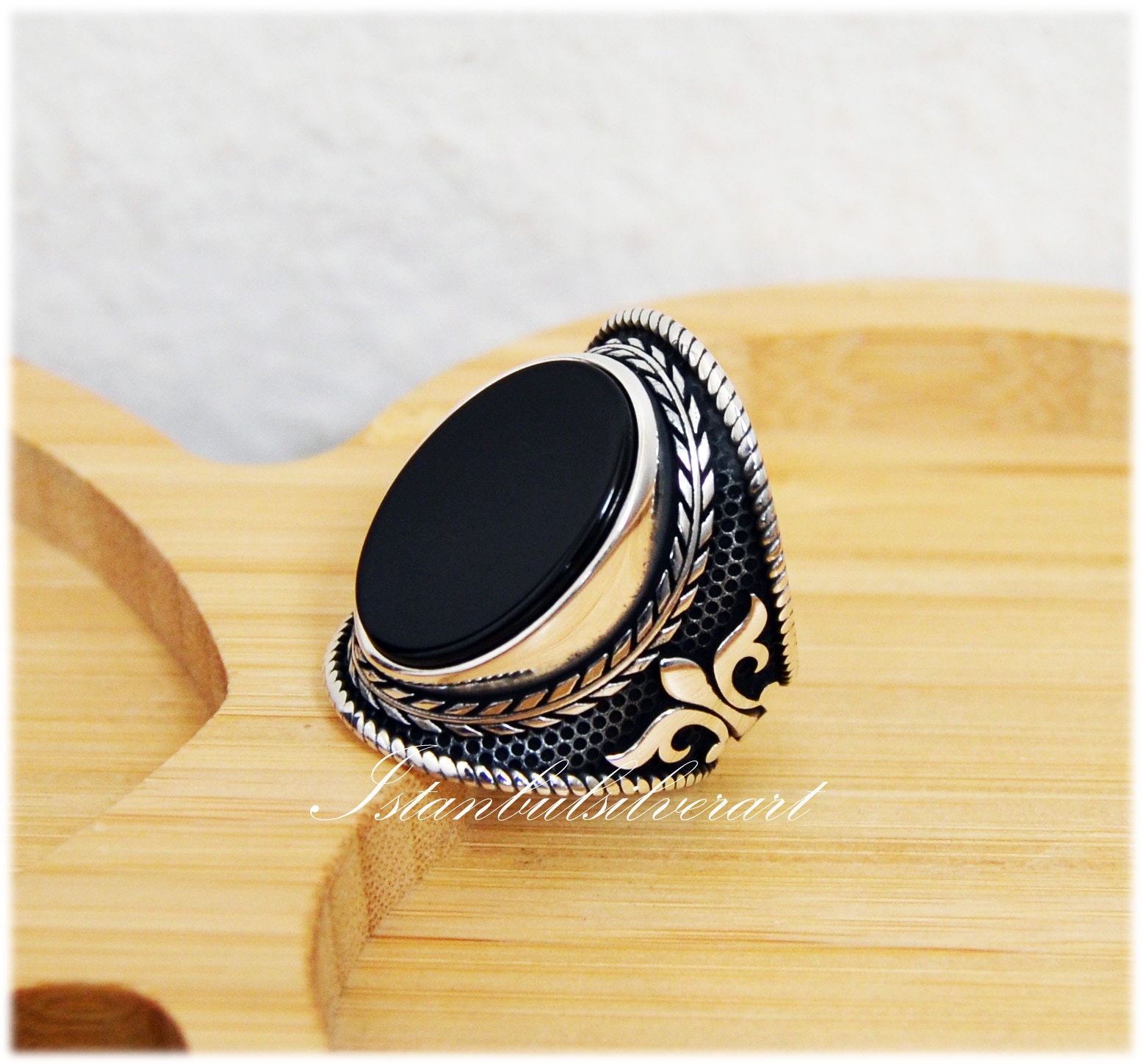 925k Sterling Silver Ring Onyx Men Ring Turkish Handmade Silver Men Ring Gift for Him Ottoman Mens Ring Mens Handmade Ring
