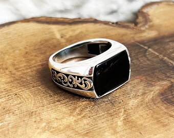Handmade Ottoman Onyx Mens Ring: 925 Sterling Silver Gift - Etsy