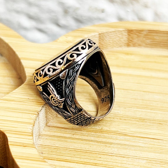 Handmade Ottoman Onyx Ring: 925 Sterling Silver Mens Ring - Etsy