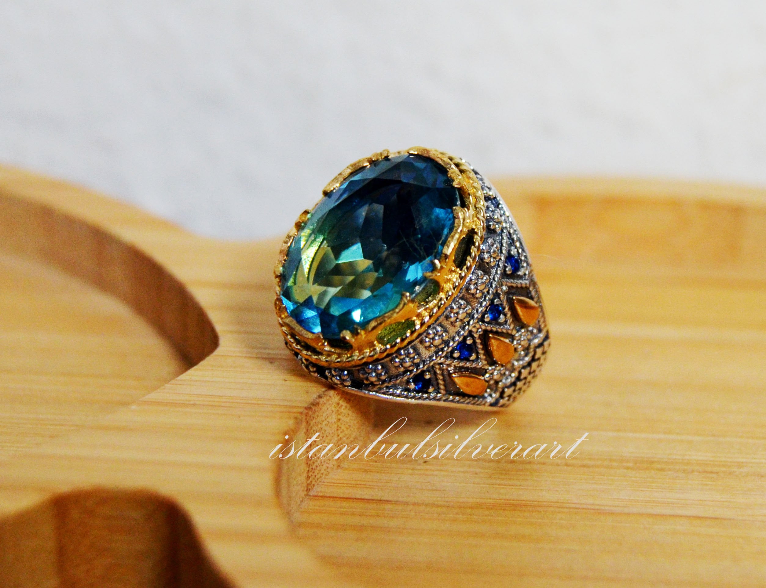 Gift for him Turkish Handmade Zirkon Ring Ottoman Ring 925K Silver Ring Multistone Zircon