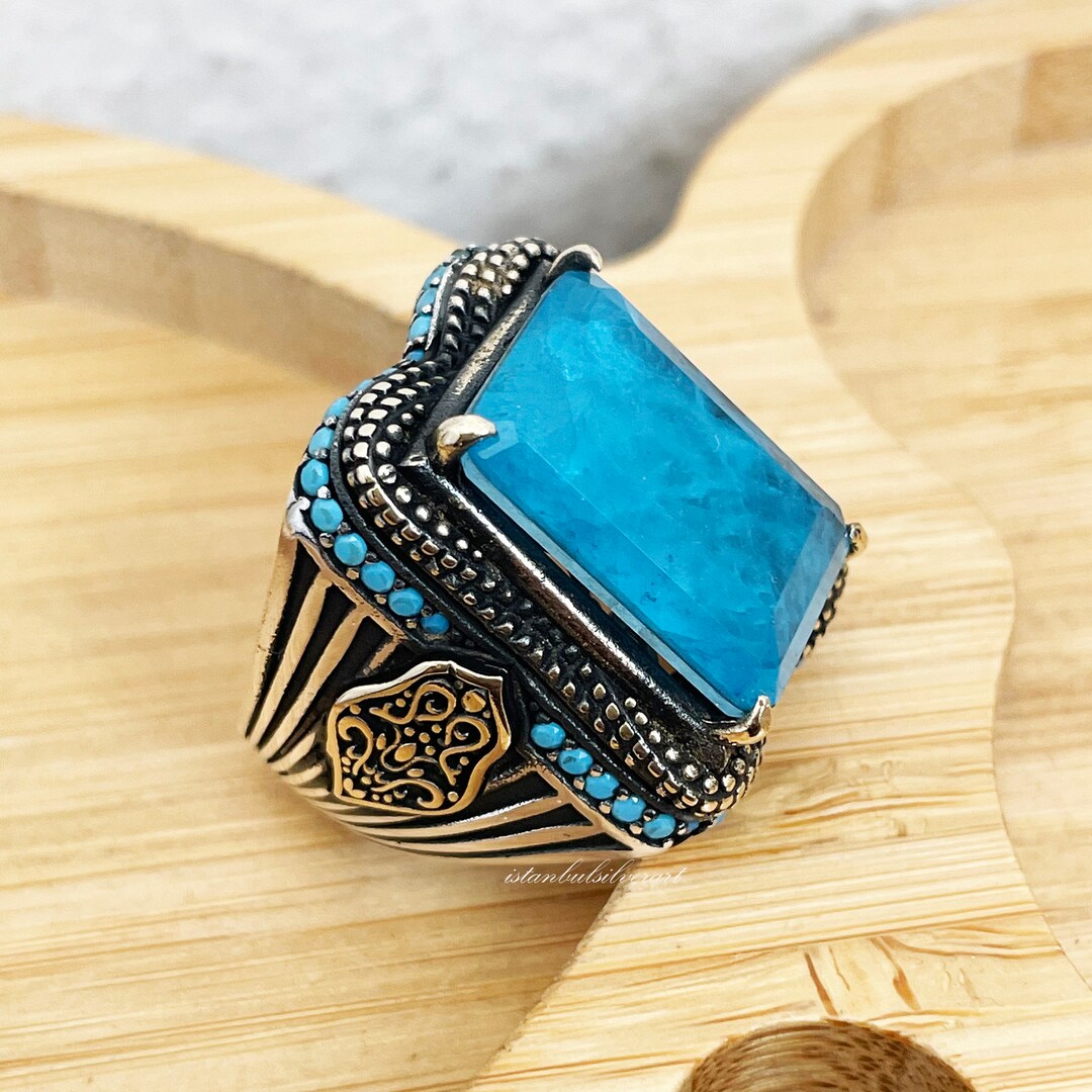 Stunning tiger eye blue stone men ring sterling silver 925 and jewelry –  Abu Mariam Jewelry