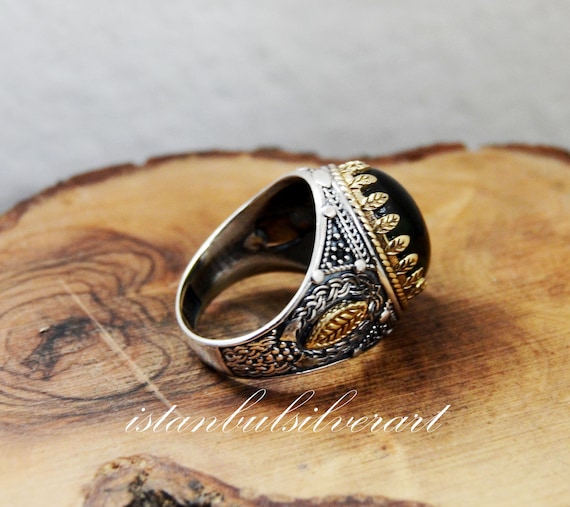 Bague homme faite main, bague homme turque en argent faite main